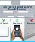 Smart controls for 1 Pack 2x4 LED Flat Panel Light 70W 7700LM Recessed Ceiling Fixture with app and wall switch control.