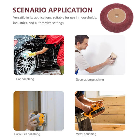 Heavy Duty VOSAREA Bench Grinder Buffing Wheel With Nonwoven Abrasive Cloth for polishing cars, decor, furniture, and metal.