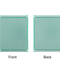 Front and back view of Five Pack 7x9cm Double Sided PCB Boards For DIY Soldering And Electronic Projects Pro Grade Universal Printed Circuit Proto Board With FR4 Glass Fiber And Pre Tin Holes
