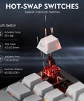 Premium Tri Mode Wireless Gaming Keyboard With Bluetooth And 2.4Ghz Support Plus Steady Usb C Wired Option For Quick Five Device Pairing showing Azoth switch details.