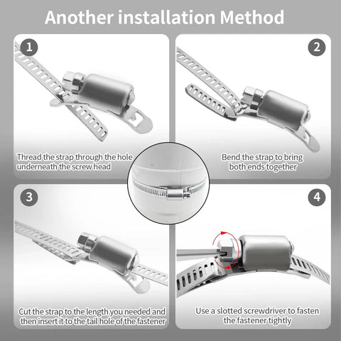 Installation steps for DIY Cut To Fit 10 Ft Hose Clamp Kit With 5 Fasteners, 304 Stainless Steel Worm Gear Band Clamps