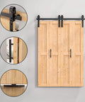 60x84 Bi Fold Barn Door Set With 66 Inch Hardware Kit For Four Doors No Assembly Easy Install Solid Spruce Wood Folding Doors Barn Door Hardware And Double Sided Handle Pulls Included