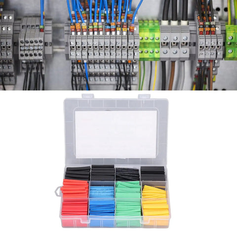 Ultimate 530 Pcs Electrical Insulation Protection Kit With Durable Heat Shrink Tubing Sleeve Variety Pack For Wire Wrap, Solder Joint Repair, Broken Cable Fix, And Led Filament Restoration In A Compact Wear Resistant Polyolefin Assortment. Polyolefin heat shrink tubing kit in a compartment box