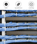 2 Rolls Black Reusable Cable Ties Hook Loop Straps Perfect Desktop Wire Management Cord Organizer No Mess Setup keeps cables tight and organized.