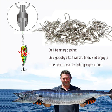 Duo Lock Snap Swivels Heavy Duty Stainless Barrel Swivels For Saltwater And Freshwater Fishing 25 Pack 26.4 Lbs Rating Copper Body With Solid Rings And Dual Locks, ball bearing design