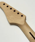 Dope Strat Guitar Neck Replacement 22 Frets 25.5 Inch Maple Wood Modern C Shape ST Style Neck With 9.5 Inch Radius Fretboard Medium Jumbo Frets For Stratocaster, angled headstock view