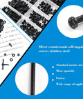 Eight Sizes M2 Pan Head Phillips Machine Screws Set 4mm To 20mm Black Carbon Steel Fasteners Kit With 150 M2 Nuts And 150 Washers