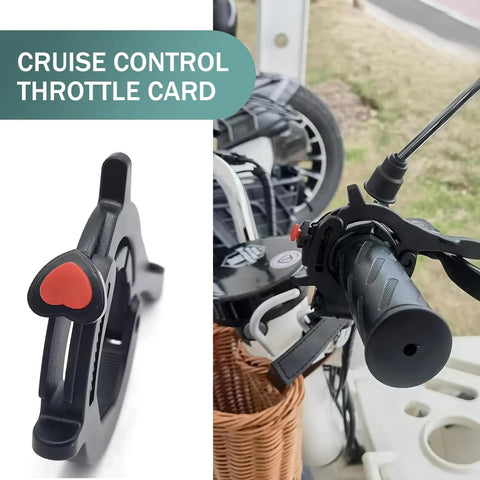 Universal Motorcycle Throttle Cruise Control And Easy Push Boost Lock With Slick Silicone Grip Ring For Hella Smooth Highway Riding Durable Anti Slip Mount In Classic Black Motorcycle Accessory on handlebar close-up