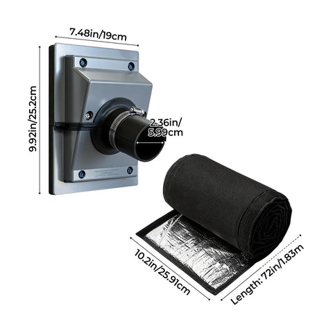 Tough As Nails Hvac Wall Penetration Cover And 3 Layer Insulated Line Set Sleeve Kit showing black insulated sleeve and wall plate dimensions.