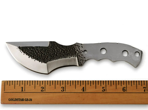 D2 Steel Tracker Fixed Blade Knife Blank For Knifemaking With Hammered Finish 3.5 Inch Blade Full Tang Predrilled Handle Holes