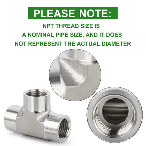 Forged 304 Stainless Steel Tee Pipe Fitting 1/2 Inch NPT Female Three Way Adapter With Three Openings For Branching Pipes Heavy Duty Plumbing Connector