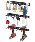 Modular Pegboard Strip Storage System With 3 Wall Mount Strips 16 Pegboard Hooks And 4 Double Hooks Heavy Duty Metal Slat Wall Organizer