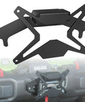Universal Flip Up License Plate Mount For 10 Inch Hawse Fairlead Front Bumper Off Road Ready Bracket For Pickups And SUVs Compatible With Winches Rope Guides And Hook Systems, black steel