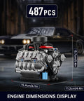 Visible V8 Engine Kit That Actually Runs Hands On Build Your Own Car Motor Model with dimensions, 487 pieces