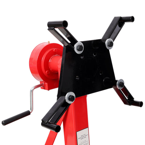 Heavy Duty Folding Engine Stand With 1500 Lb Rating And 360 Degree Geared Rotation Head, detail of rotator head and handle.