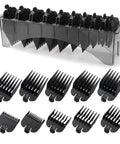 10 Piece Clipper Guard Set For Most Clippers With Holder Replacement Guides 1/16 To 1 Inch Nylon Construction Black