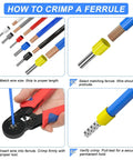 How-to guide for using the All In One Crimping Tool Kit With 1800 Ferrules, Self Adjusting Ratchet Crimper, Eight Ferrule Sizes From AWG 22 To 7