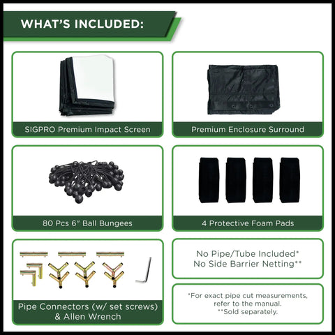 Components of the DIY Home Golf Simulator Enclosure Kit With Impact Screen Surround And Cushioned Padding For Indoor Practice Budget Friendly Setup Poles Not Included 10 Ft 10 In By 8 Ft 4 In By 5 Ft