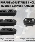 Heavy Duty Beefy Universal Rubber Exhaust Hanger 4 Hole Muffler Bracket For Cars Trucks SUVs Adjustable Insulator And Shock Absorber 2 Pack Black 0.47 Inch Fits 12mm Exhaust Rods