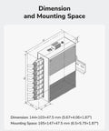 Technical drawing showing dimensions of Eight Port Gigabit PoE Industrial Network Switch Be A Beast With 802.3at/af PoE DIN Rail Mount IP40
