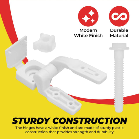 White Plastic Toilet Seat Hinge Replacement With Bolts And Nuts Durable Construction Easy Install