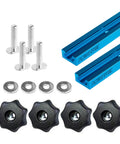 Double Cut Profile T Track And Knob Kit For Woodworking Jigs, 24 Inch Universal T Track Bars, 7 Star Knobs, Bolts And Washers