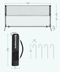 10 Ft Badminton Net With Height Adjustable Poles And Clear Height Marks For Badminton Tennis Beach Volleyball And Pickleball Foldable Nylon Net Portable Indoor Outdoor Court Setup With Carry Bag Black, showing net and carry bag.