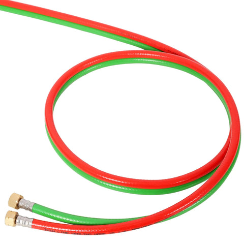Heavy-Duty 1/4 Inch by 100 Foot Twin Welding Torch Hose for Acetylene and Oxygen with 9/16-18 BF Fittings, red and green twin line