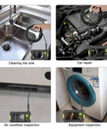 Dope 1080P HD Handheld Borescope With 4.3 Inch LCD Screen inspecting sink, car, air conditioning, and washing machine.