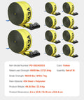 Beefy Heavy Duty Tie Down Straps 4 In By 30 Ft With Flat Hooks 18,000 Lbs Break Strength WLL 6,000 Lbs 10 Pack Cargo Straps