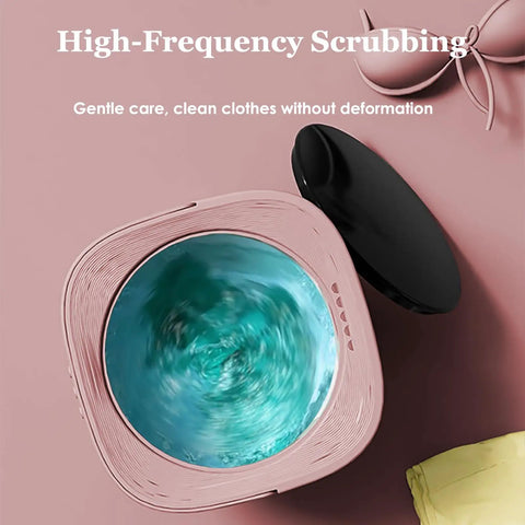 Tiny But Mighty Foldable Mini Washer Skip The Hand Wash Headache Grab And Go Compact Wash Station With Built In Drain Basket For Underwear Baby Gear Campsite Towels Us Plug showing swirling water inside washer.