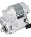 Beefy 3.4L Starter For Manual Transmission Fits Tacomas Tundras 4Runners And T100 V6 95 02 00 04 96 01 95 98 With Manual Transmission OEM Style Replacement For Models 228000-3750 228000-3753 28100-07010 28100-62050 410-52127 17707, shown in silver close-up view.