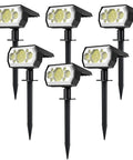 Solar Spot Lights Outdoor for Landscape, 6 Pack with 3 Modes, IP67 Waterproof, Cold White 62 LED Pathway Lighting with Ground Stakes