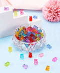 Bowl of 400Pcs Gummy Bear Acrylic Beads Transparent 12x8mm for jewelry making DIY crafts, multicolor, cute mini candy bear spacers