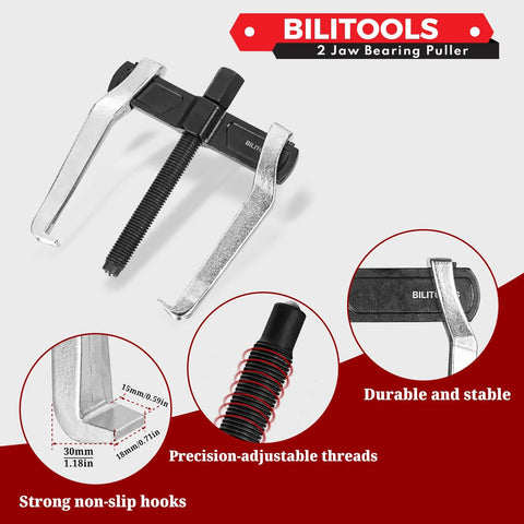 8-Inch 2-Jaw Gear Puller with durable CR-V steel, showing strong non-slip hooks and adjustable threads for machinery maintenance.