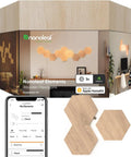 Box of Wood Look Hexagon Smart Wall Lights That Sync With Alexa And Google Assistant, Dope Modular Panels For Living Room Decor