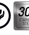 Icons of food safety, eco-friendly, 304 stainless steel, and dishwasher safe features for Future Strainer Set Fine Mesh Stainless Steel 304 18 8.