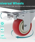 Universal wheels feature of 71 Inch Steel Garage Storage Cabinet On Wheels Lockable Metal Tool Cabinet With Four Adjustable Shelves Built Tough For Home Basement And Workshop Black, showing red wheel detail.