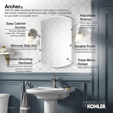 Archer Aluminum Space-Saving Single-Door Bathroom Medicine Cabinet With Mirror featured in a stylish bathroom setting