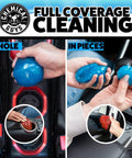 Sticky Icky Car Cleaning Gel With Green Apple And Strawberry Scent Fast Detailing Kit in use on car cup holder and dashboard
