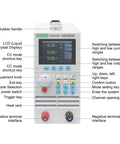 Programmable DC Electronic Load Tester for Batteries and Power Testing, One Channel Lab Grade Tool with Heavy Duty Aluminum Frame and Premium PCB Construction, Durable and Accurate Load Simulation for Battery Quality Checks, front view with LCD and terminals