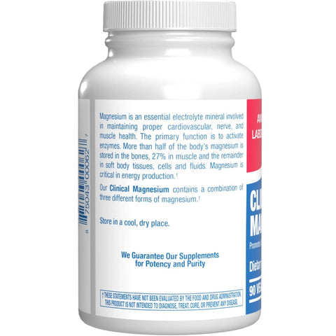 Mega Strong Magnesium Complex 400 Mg Chelated With Glycinate Malate And Citrate For Real Muscle Nerve Bone And Digestive Health Support One Month Supply bottle, 90 vegan tablets