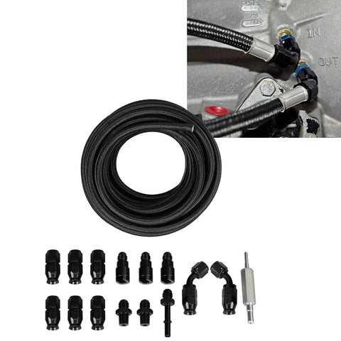 Kickin It With 6AN 3/8 Fuel Line Fitting Kit Using Flexible PTFE Nylon Hose For LS Swap EFI Systems That Are Totally Leak-Proof And Have 15 Connectors., coiled hose and 15 fittings