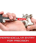 Person using Depth Attachment For 6 And 9 Inch Dial And Electronic Calipers Pro Grade Precision For Inside Outside And Depth Measurements Automotive Machining And Construction Use Durable Case Included on hand