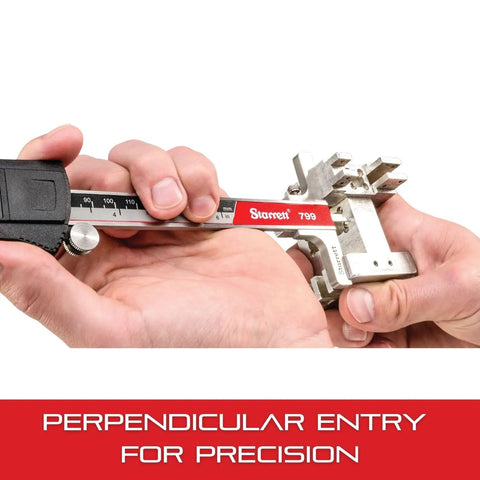 Person using Depth Attachment For 6 And 9 Inch Dial And Electronic Calipers Pro Grade Precision For Inside Outside And Depth Measurements Automotive Machining And Construction Use Durable Case Included on hand
