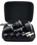 DT-DIATOOL diamond tile drill set in black case with 6/8/10/25/35/50/65mm hole saws, 10mm milling bit, 50mm chamfer bit