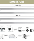 Diagram of Double Pocket Door Track Kit with 10 Ft Rails, 2 Sets Of 56.7 Inch Spliced Rails for double doors 48-60 inches wide.