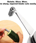 Spiral Veggie Cutter Set With Stainless Steel Spiralizer slicing cucumber for creative meal prep.