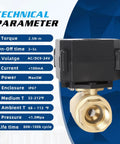 1 Inch Motorized Brass Ball Valve Full Port With Auto Return 2 Wire Electric Water Valve 9 24V AC DC Easy Install Technical Specs