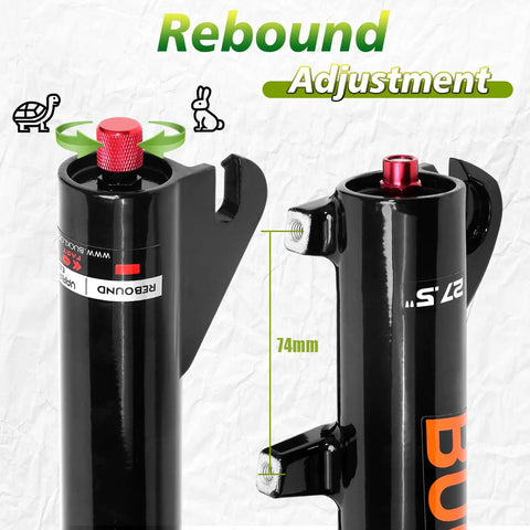 Close-up of rebound adjustment knobs on Beefy 140mm MTB Front Fork With 34mm Stanchions For 26 27.5 29 Inch Wheels